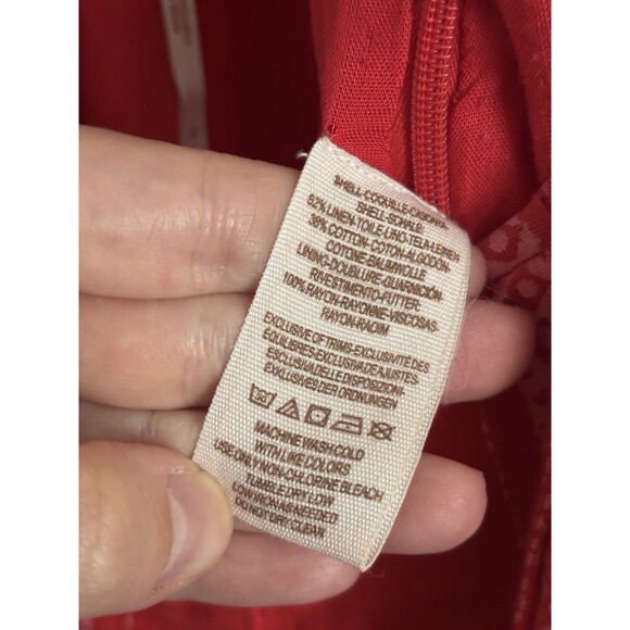 Free People Feel the‎ Sun Jumpsuit Romper Womens 6 Small Red Linen Boho Festival - Picture 6 of 7